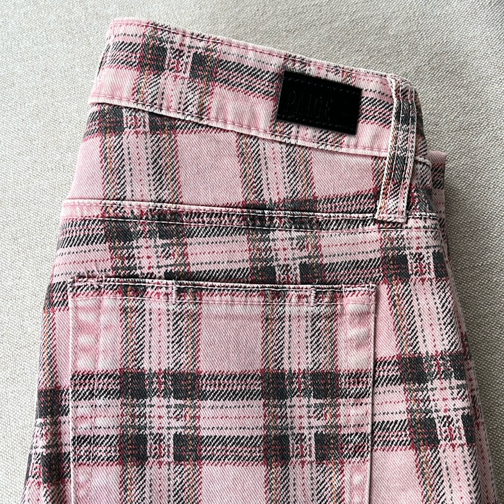 Paige Hoxton Slim Pink Plaid Denim Jean 27